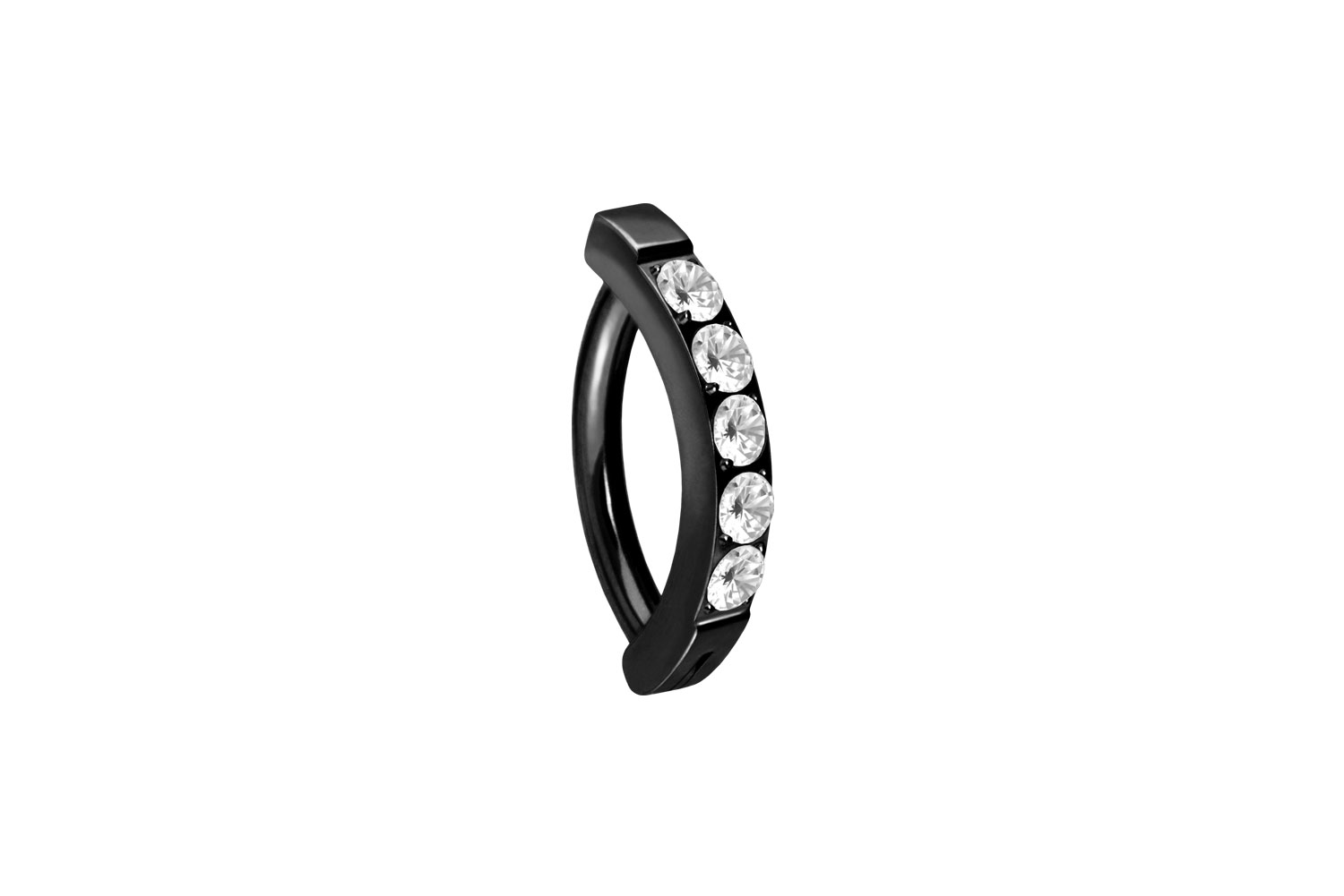 Titan Bauchnabelclicker Bauchnabelpiercing BOGEN + 5 EINGEFASSTE KRISTALLE